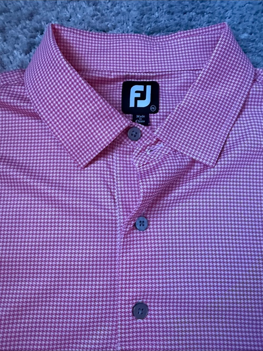 FootJoy Men’s Pink Houndstooth Golf Polo